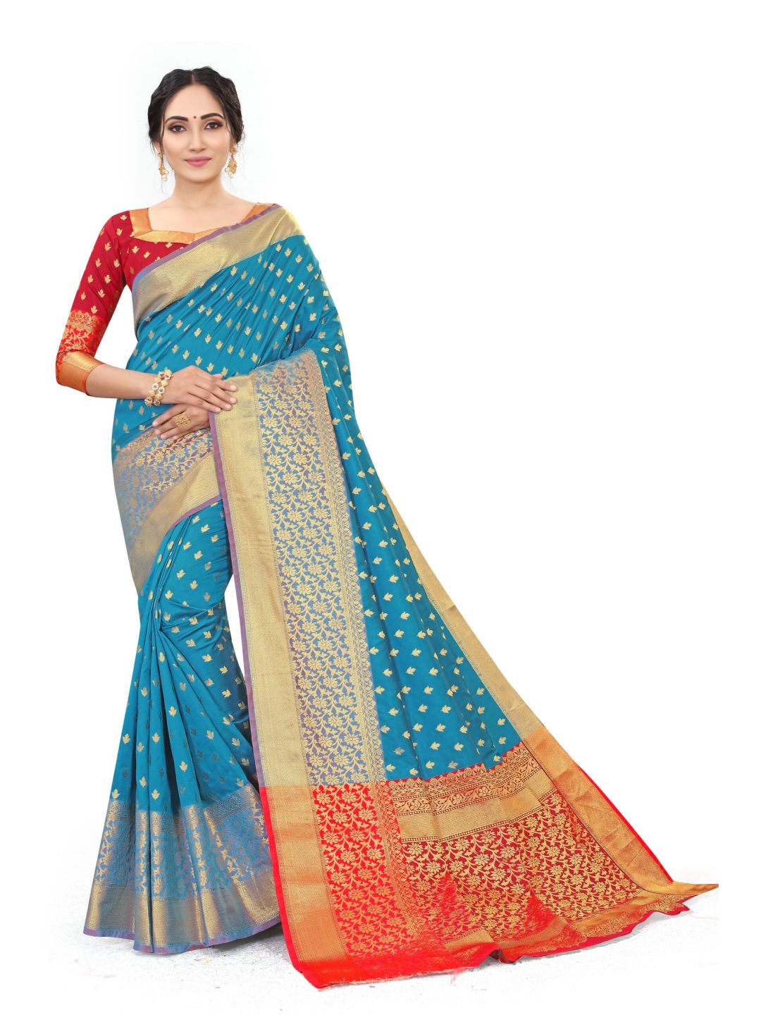 LightBLueArt SilkWith Blouse PiecePack of 1