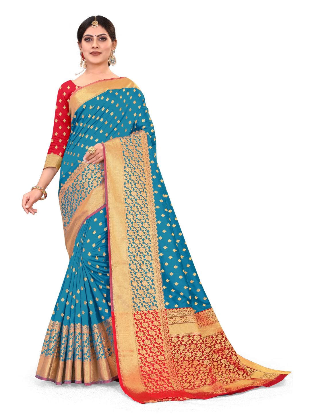 LightBLueArt SilkWith Blouse PiecePack of 1