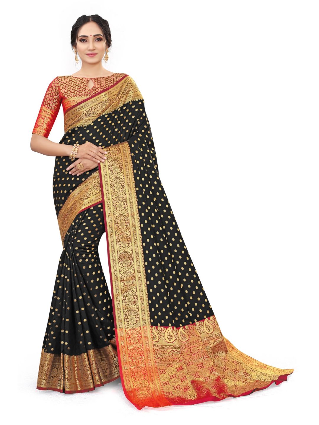 BlackArt SilkWith Blouse PiecePack of 1