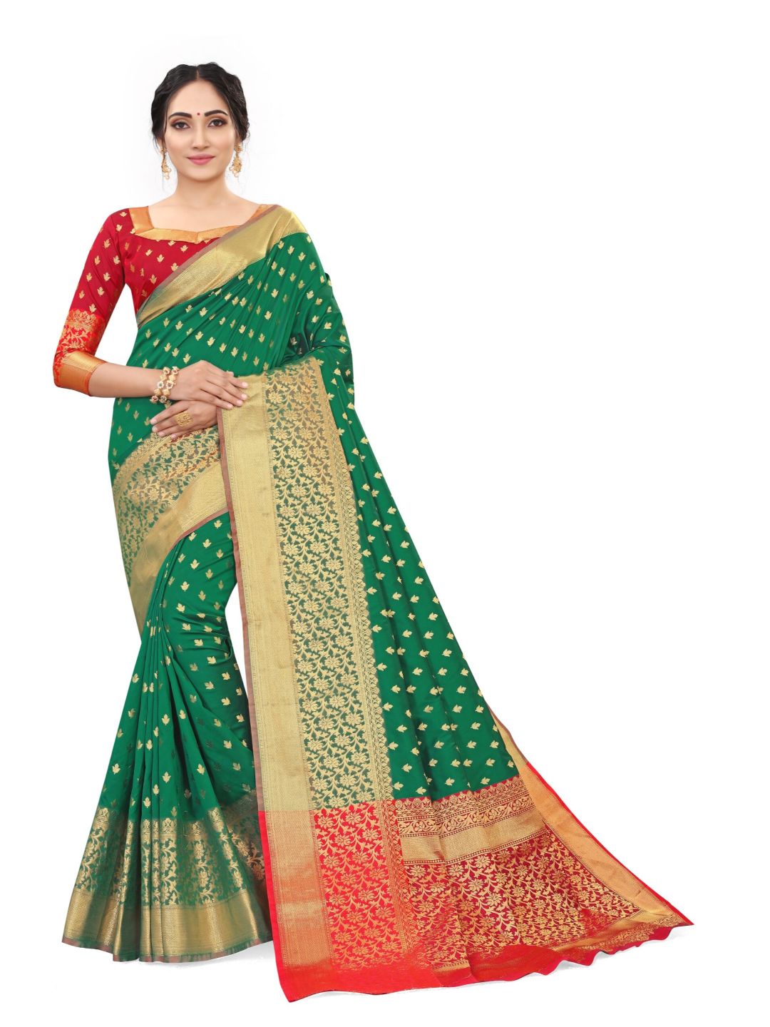 GreenArt SilkWith Blouse PiecePack of 1