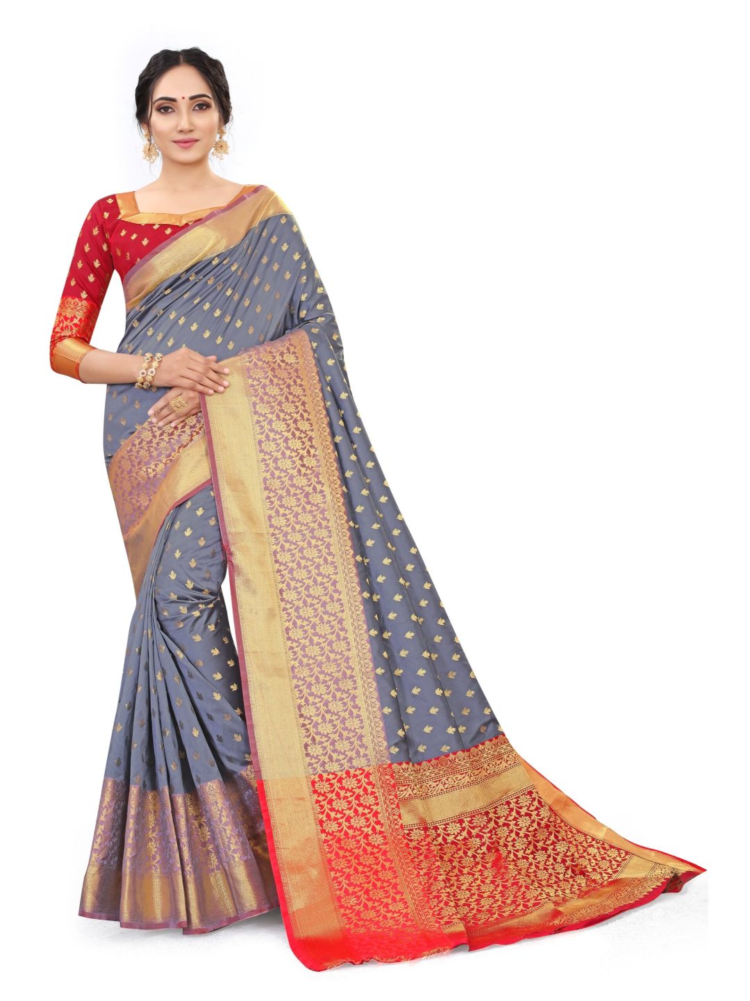 GreyArt SilkWith Blouse PiecePack of 1