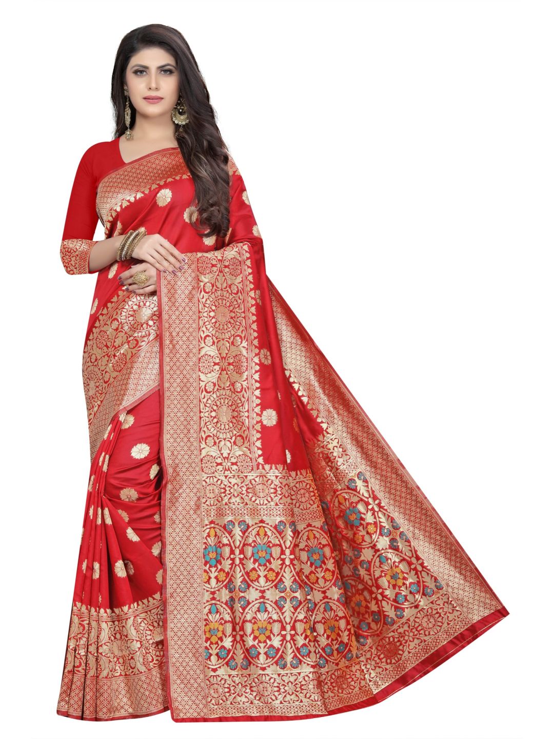 RedArt SilkWith Blouse PiecePack of 1