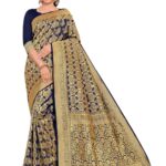 Navy BlueArt SilkWith Blouse PiecePack of 1