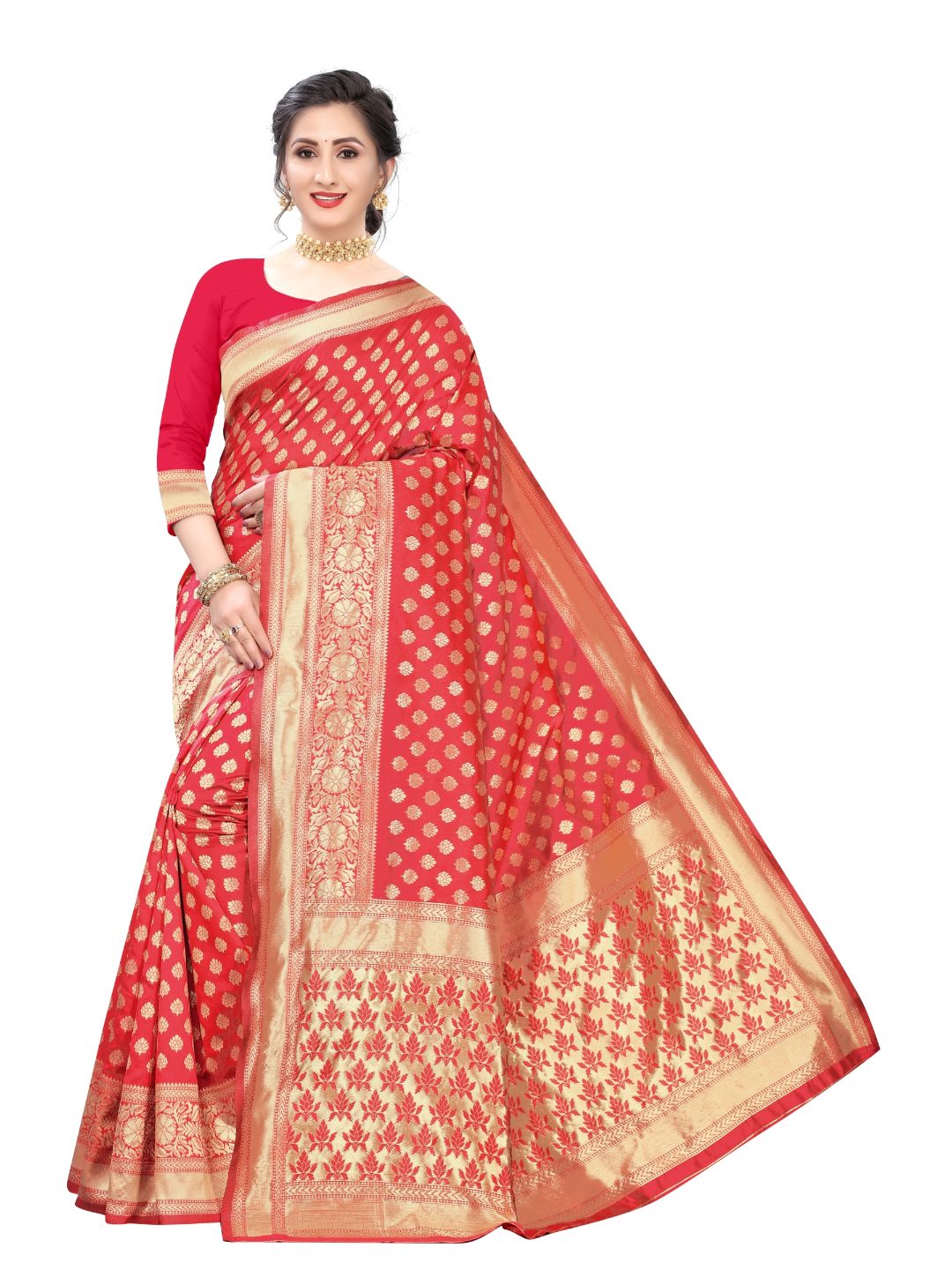 RedArt SilkWith Blouse PiecePack of 1