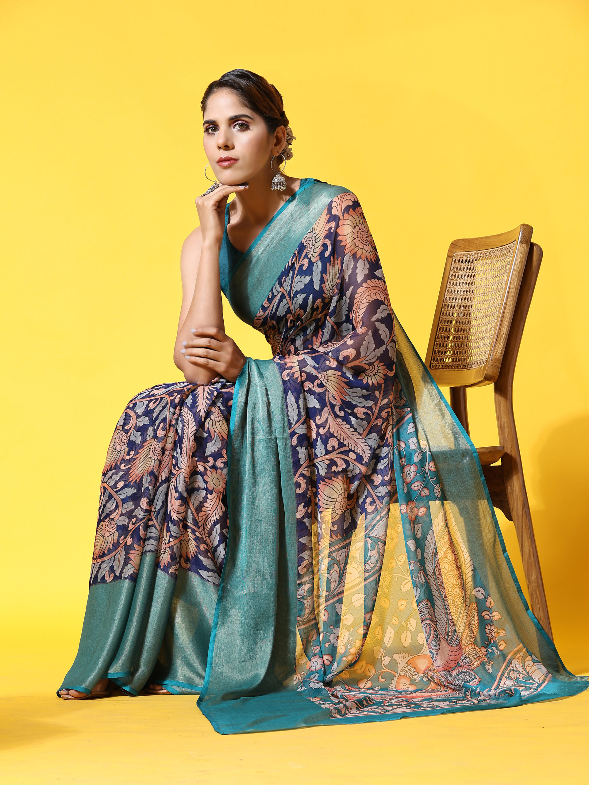 MORNI NAVY BLUE WOVAN I Chiffon ART SIK SAREE