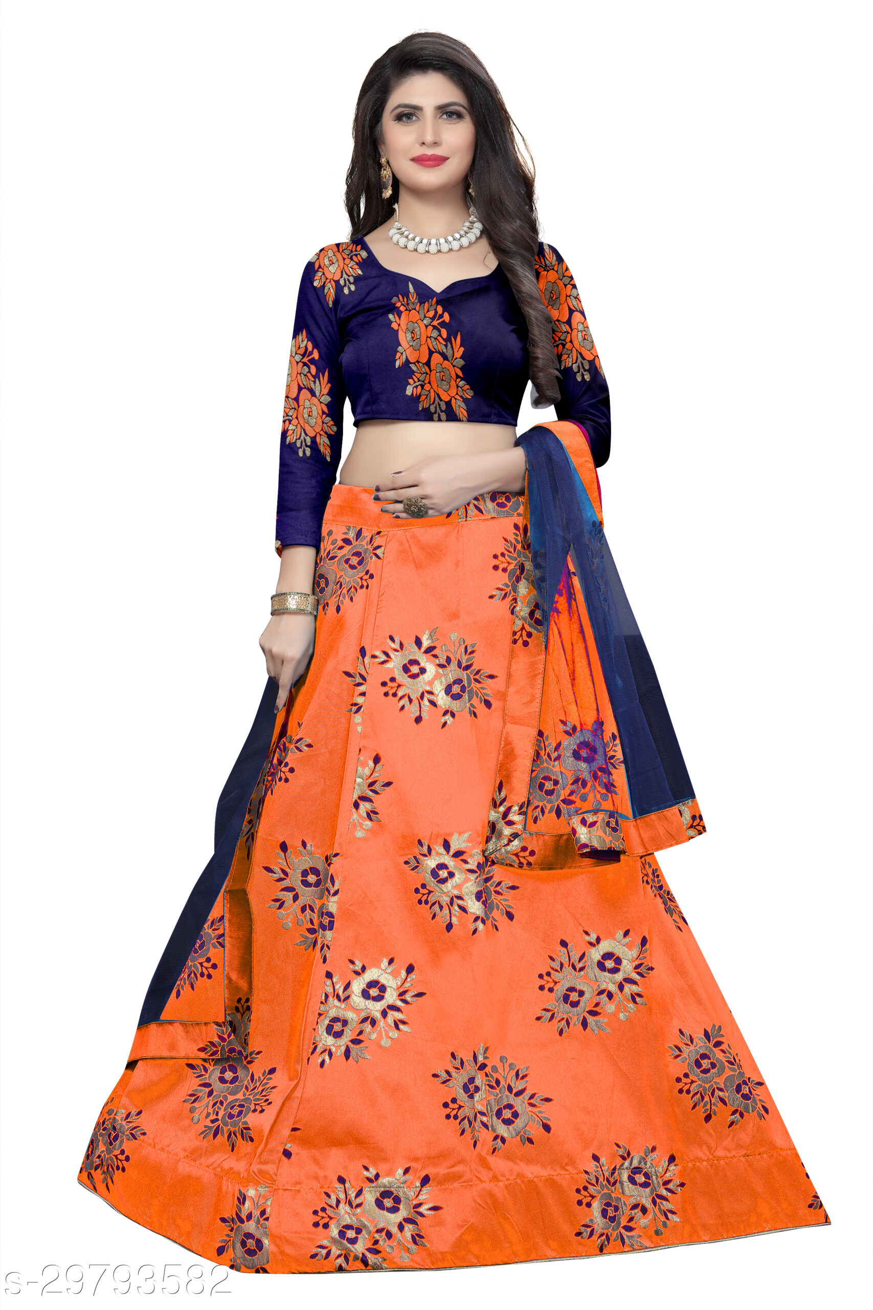orange Choli And Dupatta Top Print or Pattern pack of 1