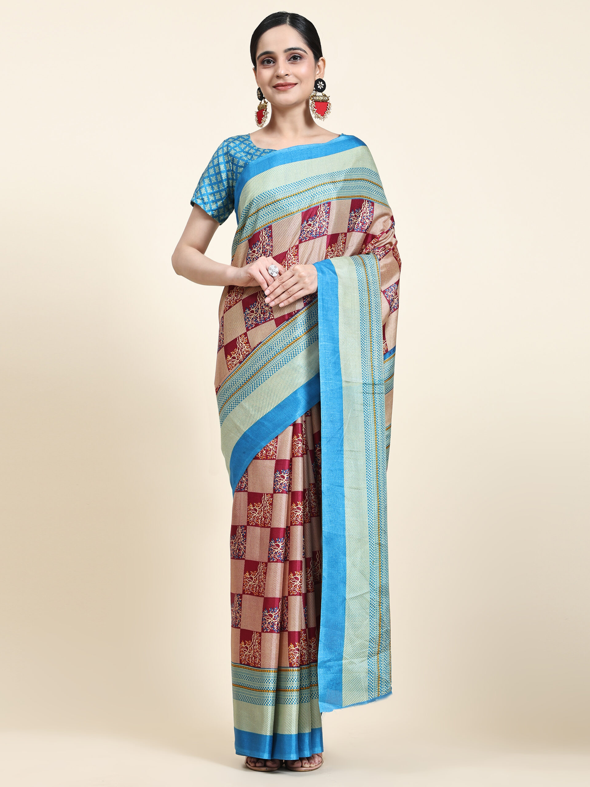 Bottle GreenArt SilkWith Blouse PiecePack of 1