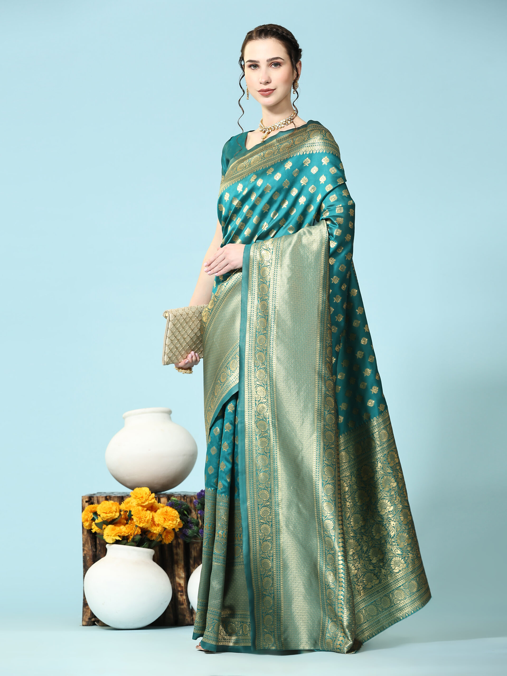 Ethnic Motifs Zari Banarasi Saree