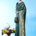 Woven Banarasi  Jacquard Saree??(DARK Green)