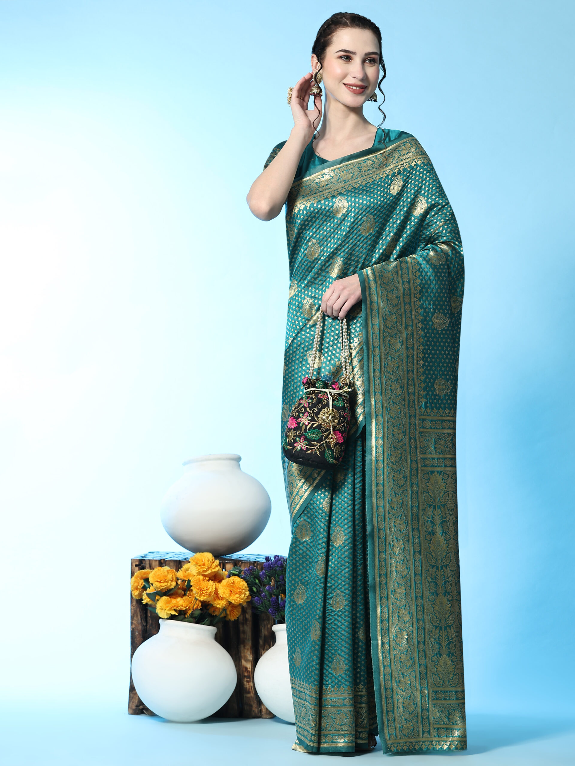 Ethnic Motifs Zari Banarasi Saree