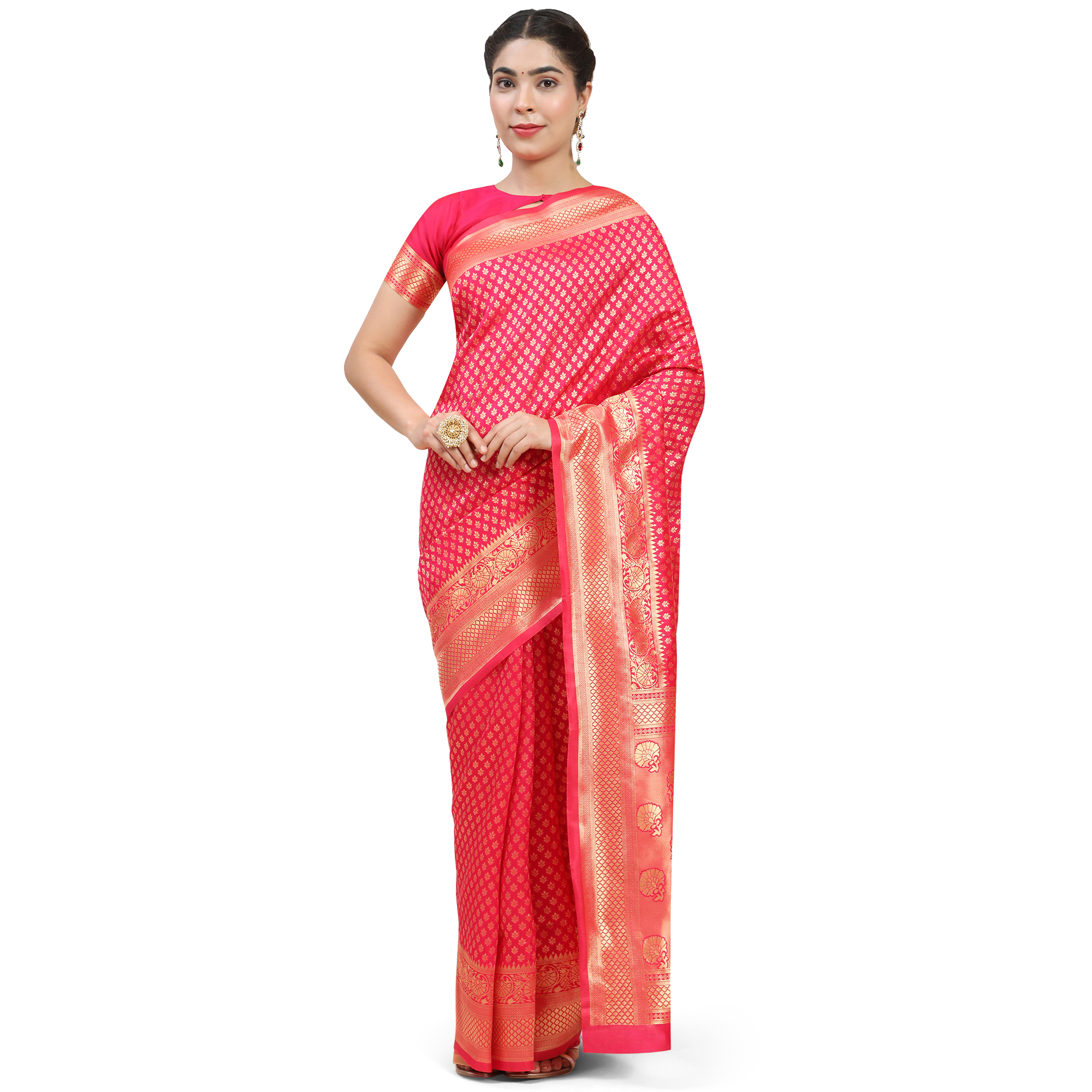 Pink Woven Design Banarasi Saree ppack of 1