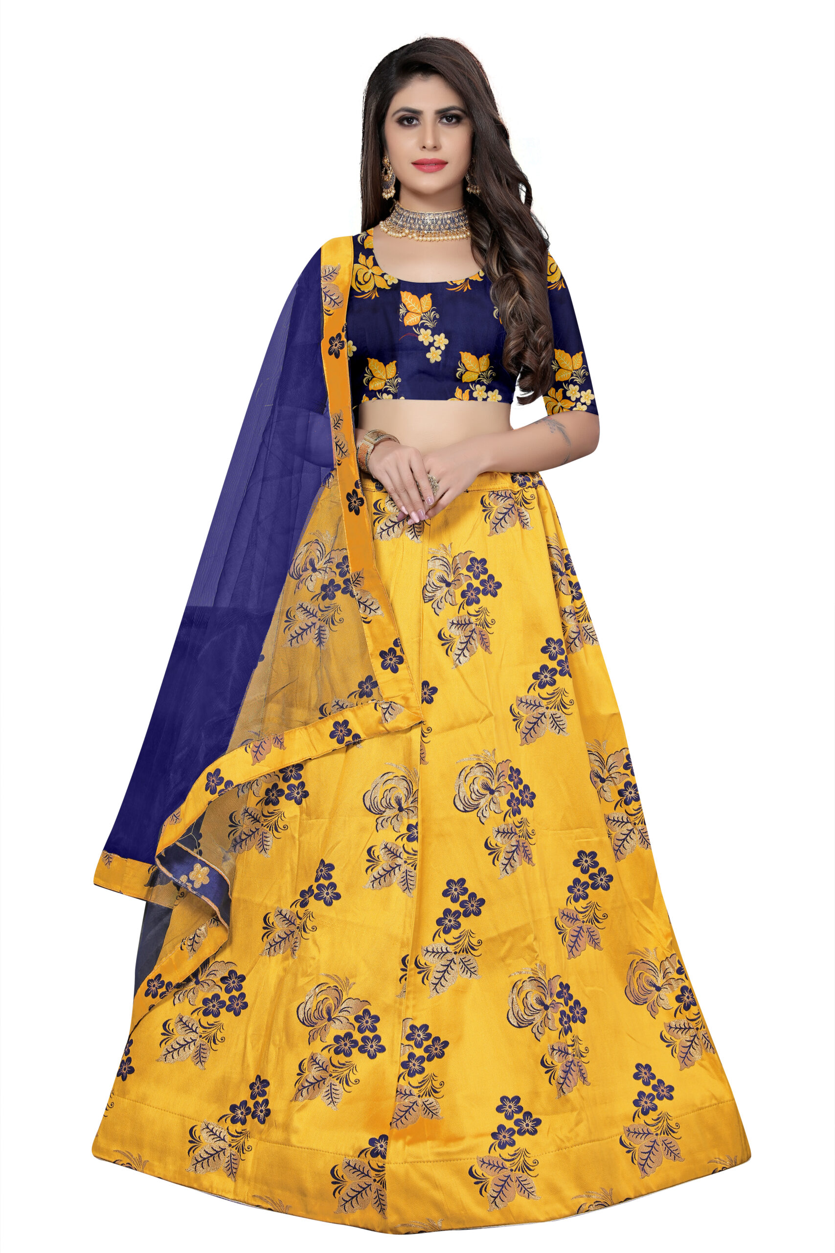 GLOD NAVY BLUE And Dupatta Top Print or Pattern PACK OF 1