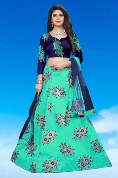 Sea green Choli And Dupatta Top Print or Pattern pack of 1