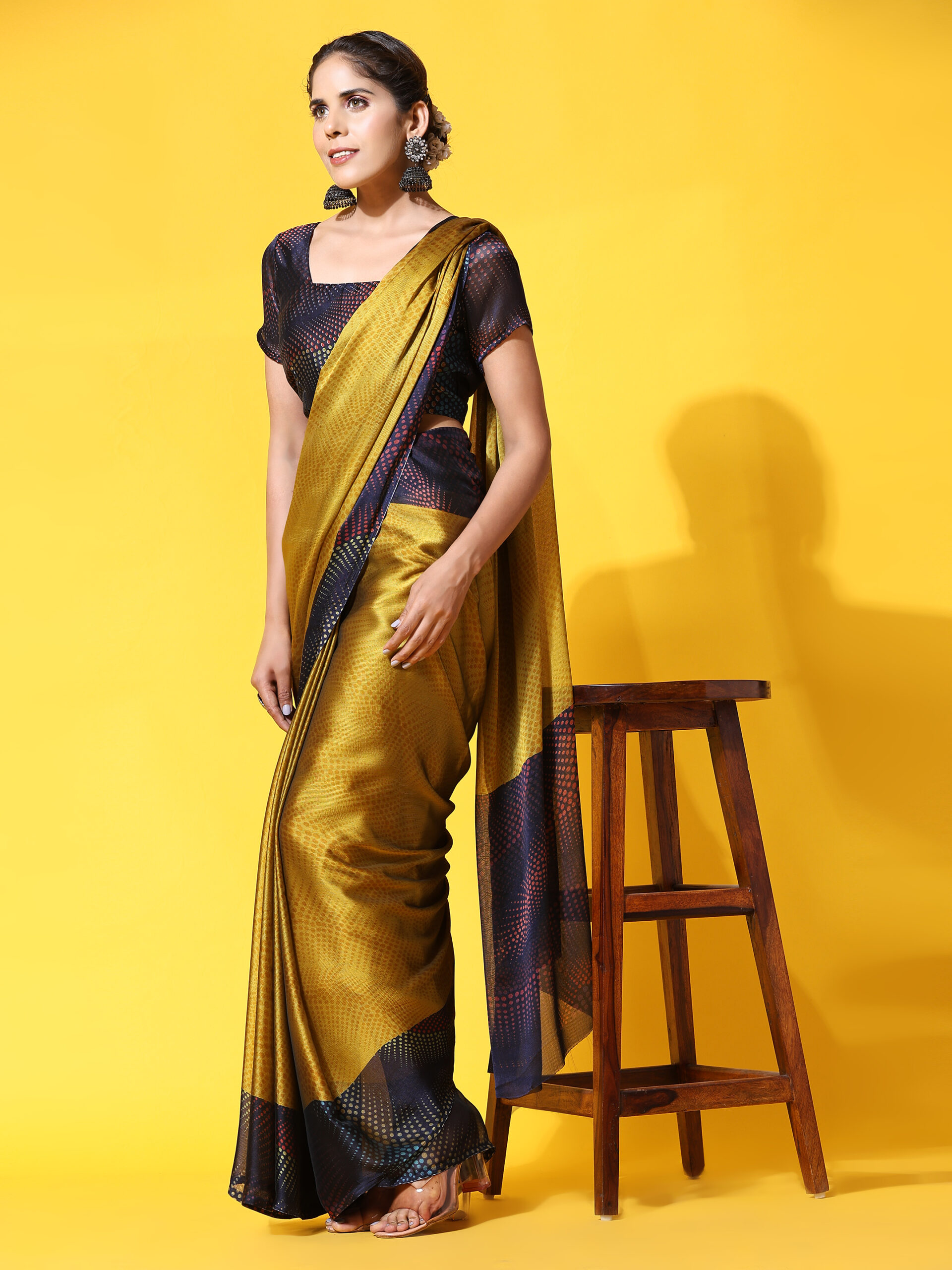 jeske masutrd Printed Chiffon ART SIK SAREE pack of 1