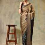 KRISHI NAVY BLUE  PRINTED ART SIK SAREE PACK OF 1