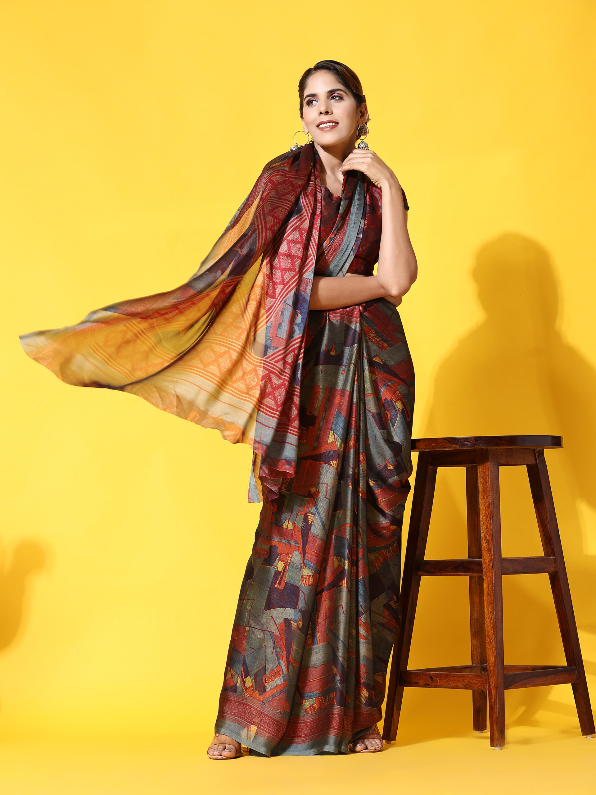 PUSPA 2 Printed GREY ART SIK SAREE PACK OF 1