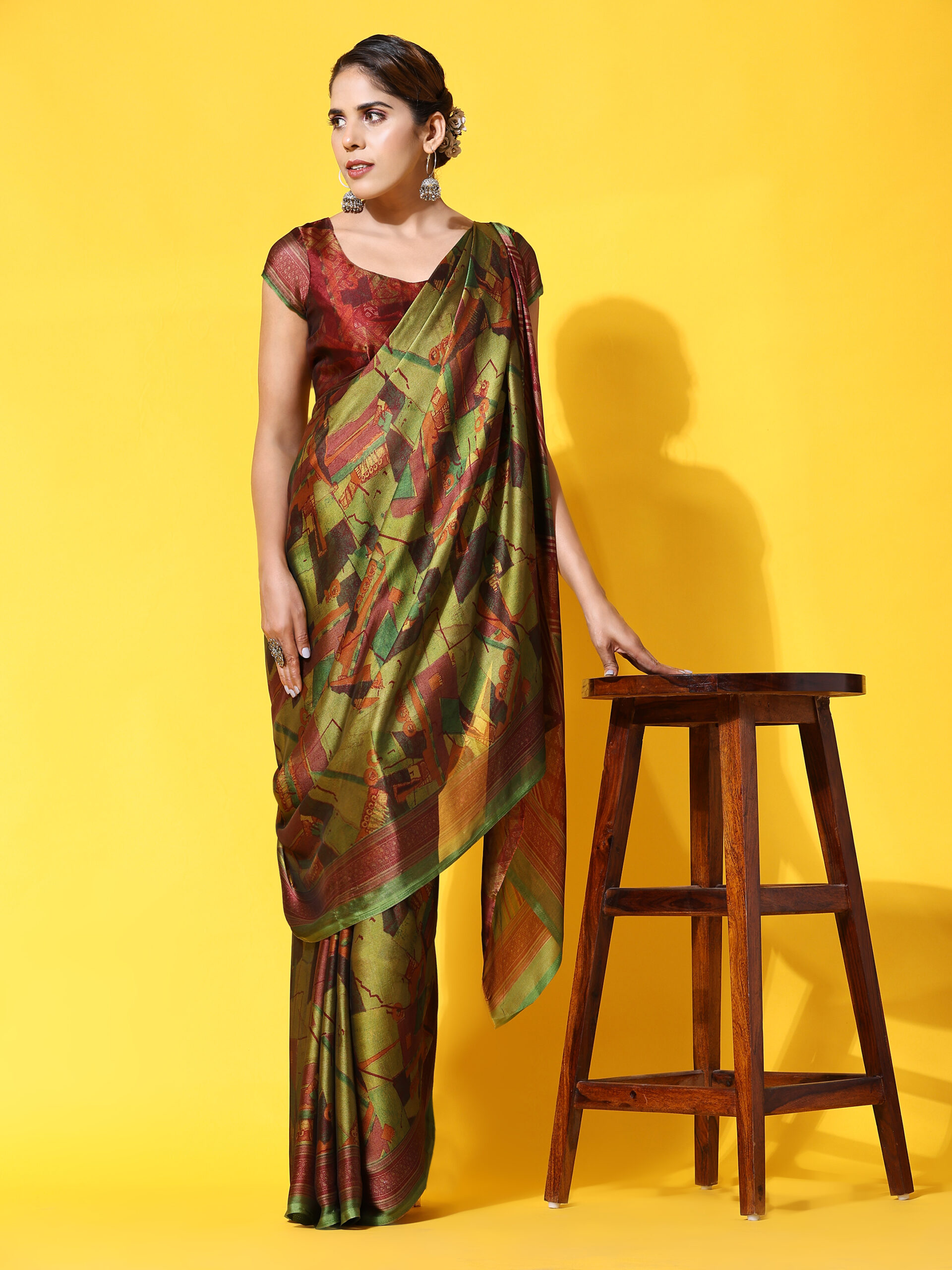 PUSPA 2 Printed GREEN ART SIK SAREE PACK OF 1