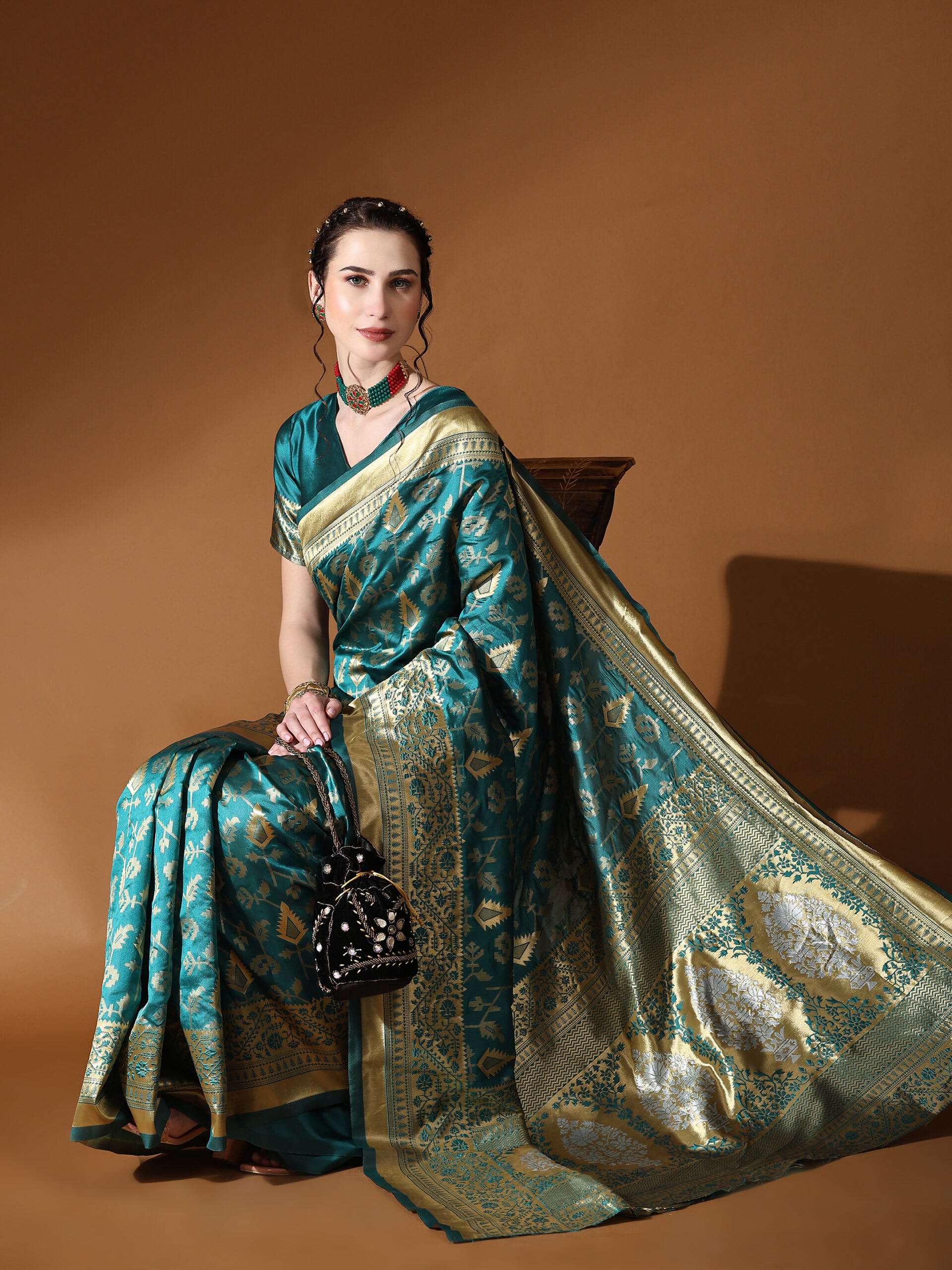 Ethnic Motifs Zari Banarasi Saree