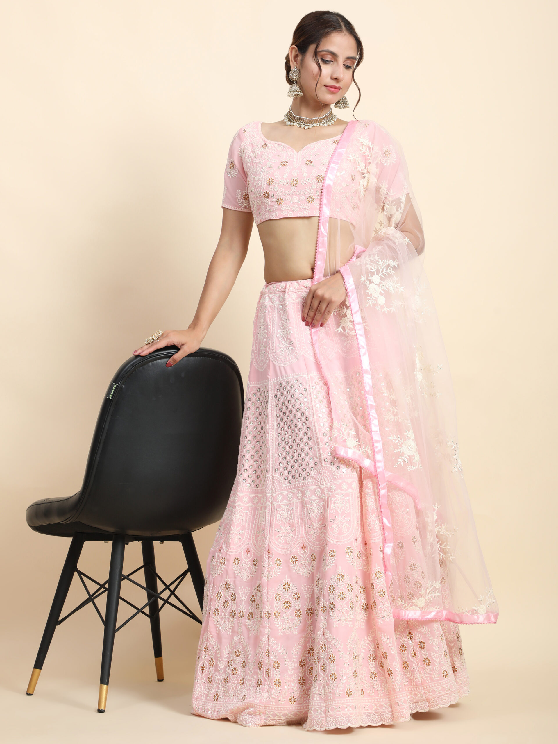 Sequence Embroidery Light pink DESIGNER LEHENGA