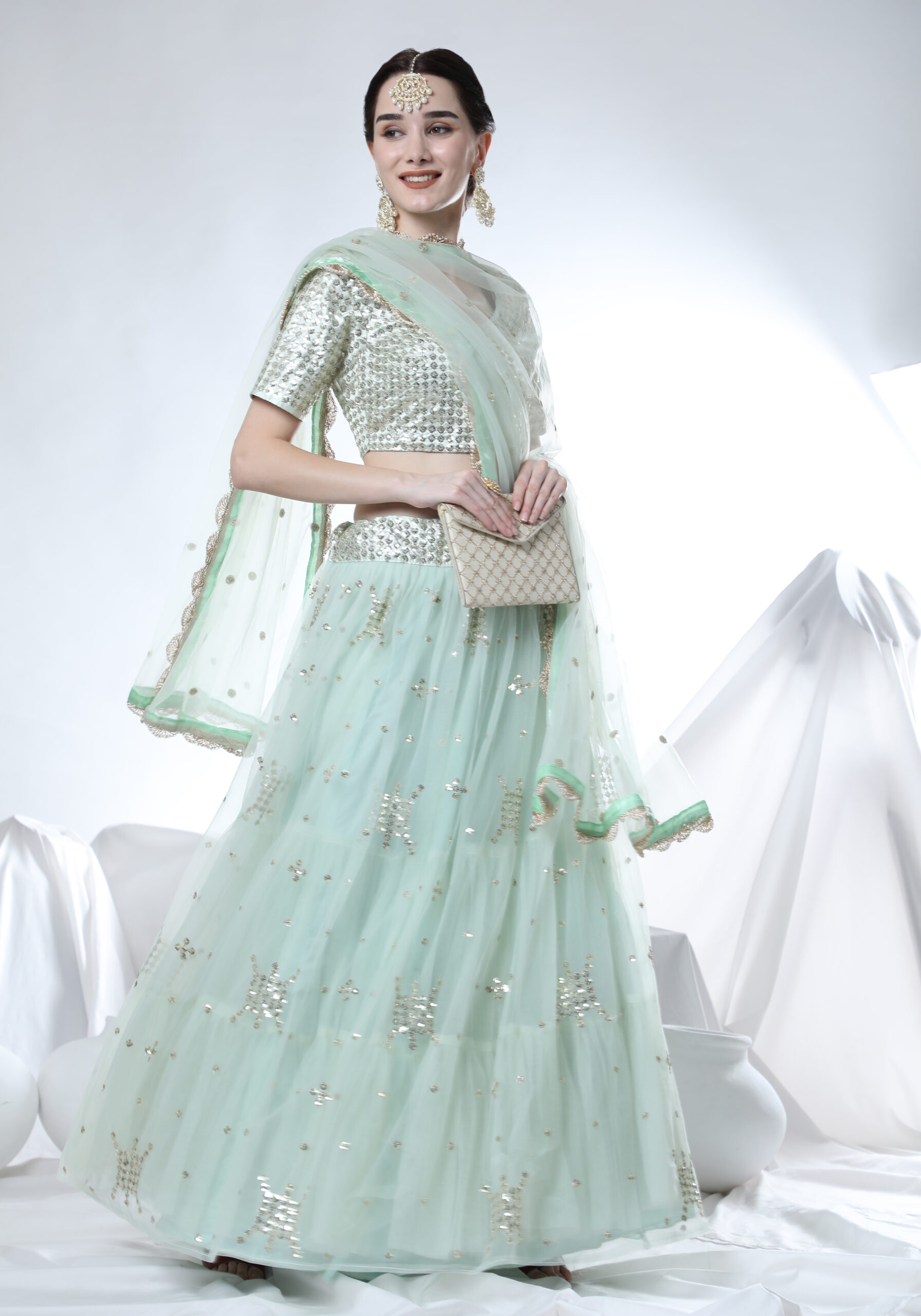 rujave Colorblock Semi Stitched Lehenga Choli